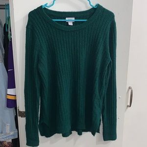 green sweater